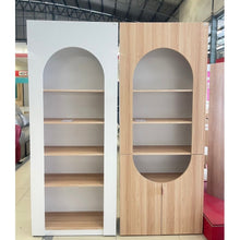 Alinda Mira Modern Display Shelf Curved Door Display (White) - ALINDA DECOR