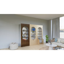 Alinda Mira Modern Display Shelf Curved Door Display (White Maple) - ALINDA DECOR