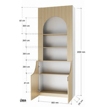 Alinda Mira Modern Display Shelf Curved Door Display (White Maple) - ALINDA DECOR