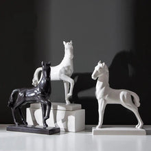 Alinda Nordic style white black horse sculpture ornament - ALINDA DECOR