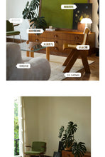 Clear Glass Coffee Table with Wooden Columns - ALINDA DECOR