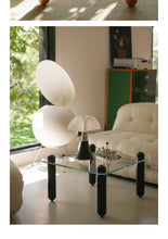 Clear Glass Coffee Table with Wooden Columns - ALINDA DECOR