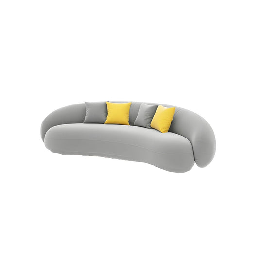 Curved Wood Frame Scandinavian Style Sofa with Foam Seat Fill in Solid Color - ALINDA DECOR