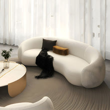 Curved Wood Frame Scandinavian Style Sofa with Foam Seat Fill in Solid Color - ALINDA DECOR