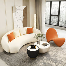 Curved Wood Frame Scandinavian Style Sofa with Foam Seat Fill in Solid Color - ALINDA DECOR