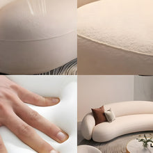 Curved Wood Frame Scandinavian Style Sofa with Foam Seat Fill in Solid Color - ALINDA DECOR