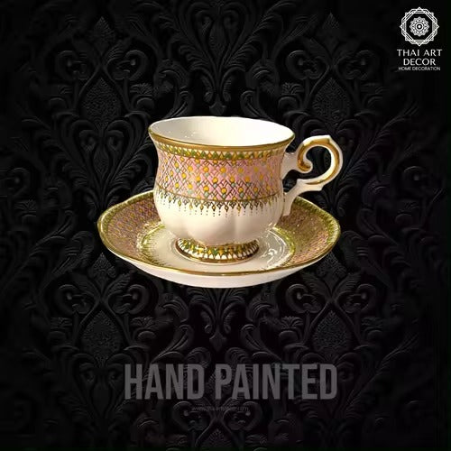 WINDSOR Cup And Saucer 200 ML Handpainted Premium Handicraft Best Seller From Thailand Luxury Collection