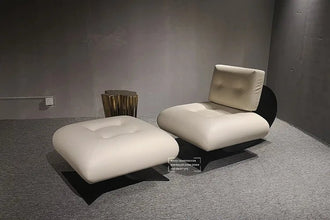 DISEN modern design Alta lounge chair&Ottoman steel leg fabric leather cushion living room chair lounge leisure chair - ALINDA DECOR