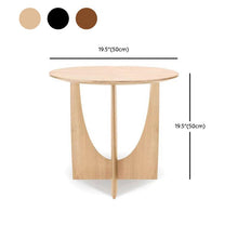 Elegant Round Wood Side Table with Abstract Iron Base and Shelf - ALINDA DECOR