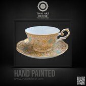 Espresso cup and saucer 90 milliliters Product From Thailand for Gift Souvenirs Original Ceramic Thailand - ALINDA DECOR