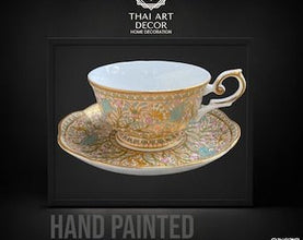 Espresso cup and saucer 90 milliliters Product From Thailand for Gift Souvenirs Original Ceramic Thailand - ALINDA DECOR
