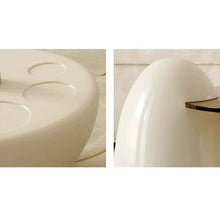 Free Form Glass Coffee Table with Wood Drum Base - Modern Style - ALINDA DECOR