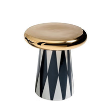 Glam Ceramic Round Pedestal Side Table with Storage in Standard Size Rose Gold - ALINDA DECOR