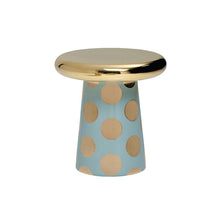 Glam Ceramic Round Pedestal Side Table with Storage in Standard Size Rose Gold - ALINDA DECOR