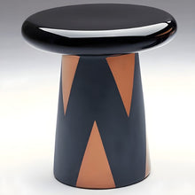 Glam Ceramic Round Pedestal Side Table with Storage in Standard Size Rose Gold - ALINDA DECOR