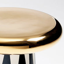 Glam Ceramic Round Pedestal Side Table with Storage in Standard Size Rose Gold - ALINDA DECOR