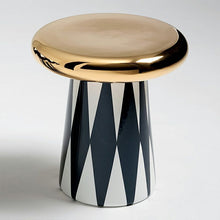 Glam Ceramic Round Pedestal Side Table with Storage in Standard Size Rose Gold - ALINDA DECOR