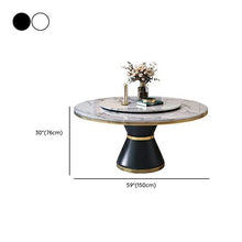 Glamorous White Stone Round Dining Table - ALINDA DECOR