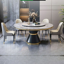 Glamorous White Stone Round Dining Table - ALINDA DECOR