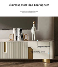 Glass Coffee Table TV Cabinet Rectangle Center Tables White Display Sideboard With Drawers Round Corners Muebles Room Furniture - ALINDA DECOR