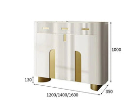 Glass Coffee Table TV Cabinet Rectangle Center Tables White Display Sideboard With Drawers Round Corners Muebles Room Furniture - ALINDA DECOR