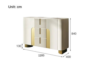 Glass Coffee Table TV Cabinet Rectangle Center Tables White Display Sideboard With Drawers Round Corners Muebles Room Furniture - ALINDA DECOR
