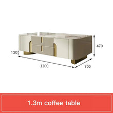 Glass Coffee Table TV Cabinet Rectangle Center Tables White Display Sideboard With Drawers Round Corners Muebles Room Furniture - ALINDA DECOR