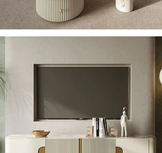 Glass Coffee Table TV Cabinet Rectangle Center Tables White Display Sideboard With Drawers Round Corners Muebles Room Furniture - ALINDA DECOR