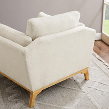 Large - Sized Accent Chair, Thick Cushion Bedroom Reading Chair, Comfortable Living Room Single Sofa, Boucle, White - ALINDA DECOR