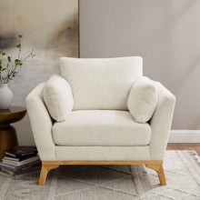 Large - Sized Accent Chair, Thick Cushion Bedroom Reading Chair, Comfortable Living Room Single Sofa, Boucle, White - ALINDA DECOR