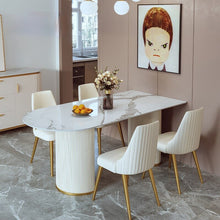 light luxury island rock slab dining table one rectangular household bright luxury stone dining table - ALINDA DECOR