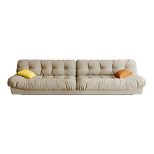 Modern Brown Wood Frame Sofa with Tufted Back in Flannel Upholstery - ALINDA DECOR