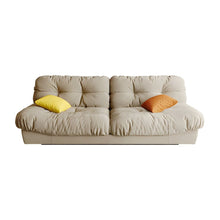 Modern Brown Wood Frame Sofa with Tufted Back in Flannel Upholstery - ALINDA DECOR