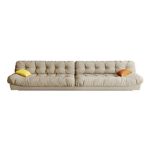 Modern Brown Wood Frame Sofa with Tufted Back in Flannel Upholstery - ALINDA DECOR