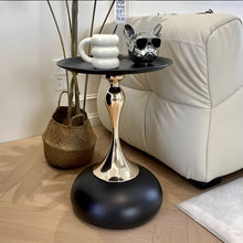 Modern End Table with Pedestal Base and Tray Top in Black - Reserve installation holes included - ALINDA DECOR