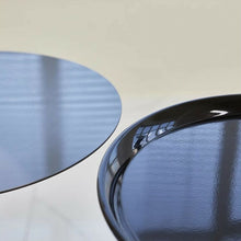 Modern End Table with Pedestal Base and Tray Top in Black - Reserve installation holes included - ALINDA DECOR