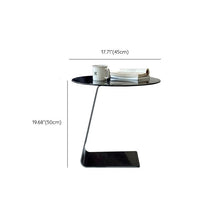 Modern Gray Glass C Table with Sleek Black Base and Tempered Glass Top - ALINDA DECOR