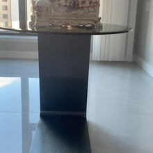 Modern Gray Glass C Table with Sleek Black Base and Tempered Glass Top - ALINDA DECOR