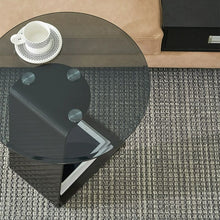 Modern Gray Glass C Table with Sleek Black Base and Tempered Glass Top - ALINDA DECOR