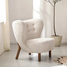 Modern Lounge Chair Teddy Wool Boucle Fabric White Accent Bedroom Hotel Lobby Living Room Club