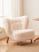 Modern Lounge Chair Teddy Wool Boucle Fabric White Accent Bedroom Hotel Lobby Living Room Club