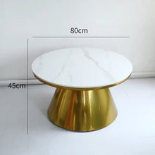 Modern Marble Coffee Table Round Small Nesting Tables Living Room Sofa Corner Table Luxury Gold Stainless Steel Base Tables - ALINDA DECOR
