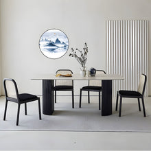 Modern Rectangular White Stone Dining Table - ALINDA DECOR