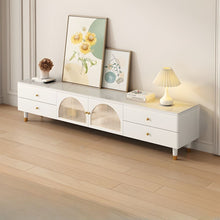 Modern Stone TV Stand with Drawers and Cabinet Included Low Height 47cm - ALINDA DECOR