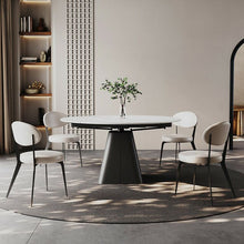 Modern White Stone Round Dining Table - ALINDA DECOR