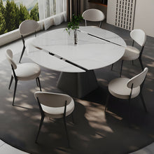 Modern White Stone Round Dining Table - ALINDA DECOR