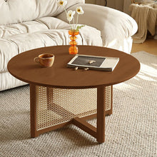 Modern Wood Round Coffee Table with Stainless Steel Legs and Plenty of Storage - ALINDA DECOR