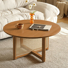 Modern Wood Round Coffee Table with Stainless Steel Legs and Plenty of Storage - ALINDA DECOR