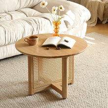Modern Wood Round Coffee Table with Stainless Steel Legs and Plenty of Storage - ALINDA DECOR
