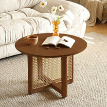 Modern Wood Round Coffee Table with Stainless Steel Legs and Plenty of Storage - ALINDA DECOR